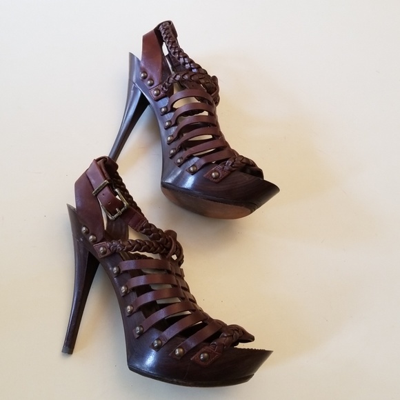Jessica Simpson brown shoes sz 8B heel - Picture 3 of 7